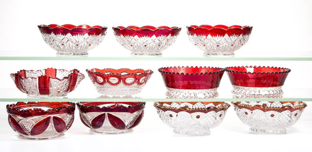 ASSORTED EAPG - RUBY-STAINED SAUCES / BERRY BOWLS, LOT (1 of 1)