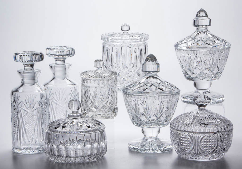 ASSORTED LEAD-CRYSTAL ARTICLES, LOT OF EIGHT (1 of 1)