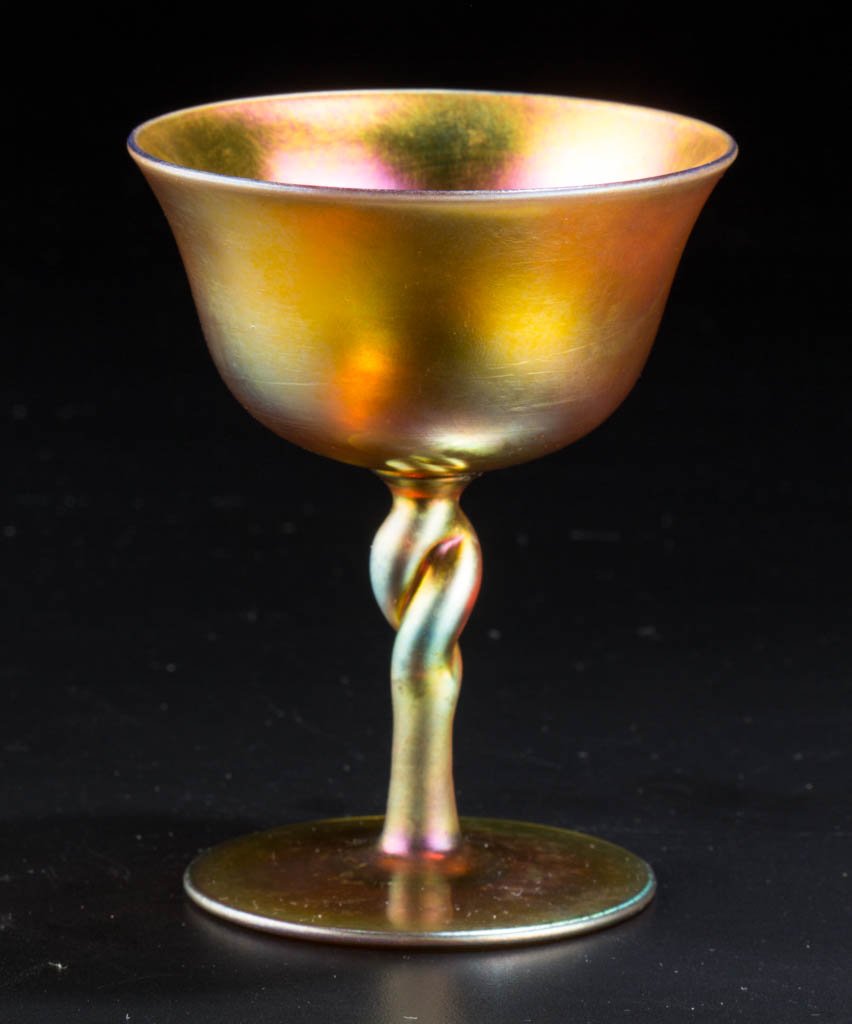 STEUBEN GOLD AURENE TWISTED-STEM SHERBET (1 of 1)