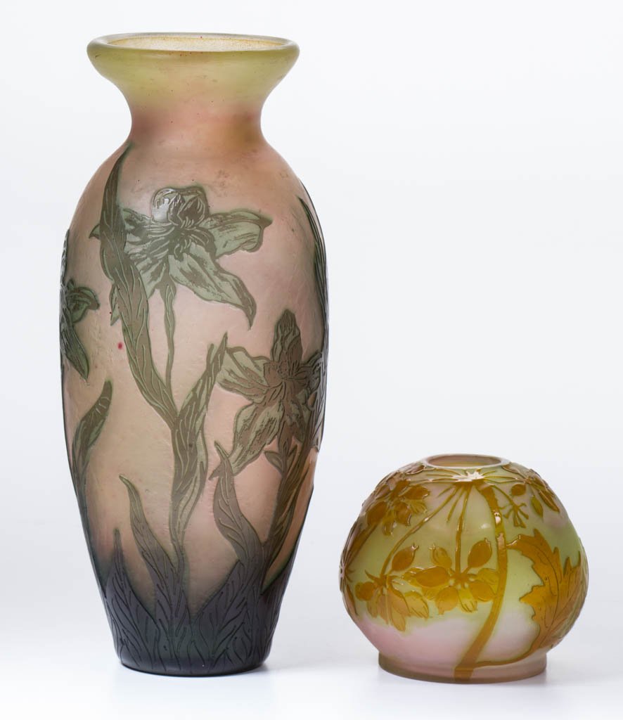 GALLE FLORAL CAMEO ART GLASS CABINET VASE (1 of 2)