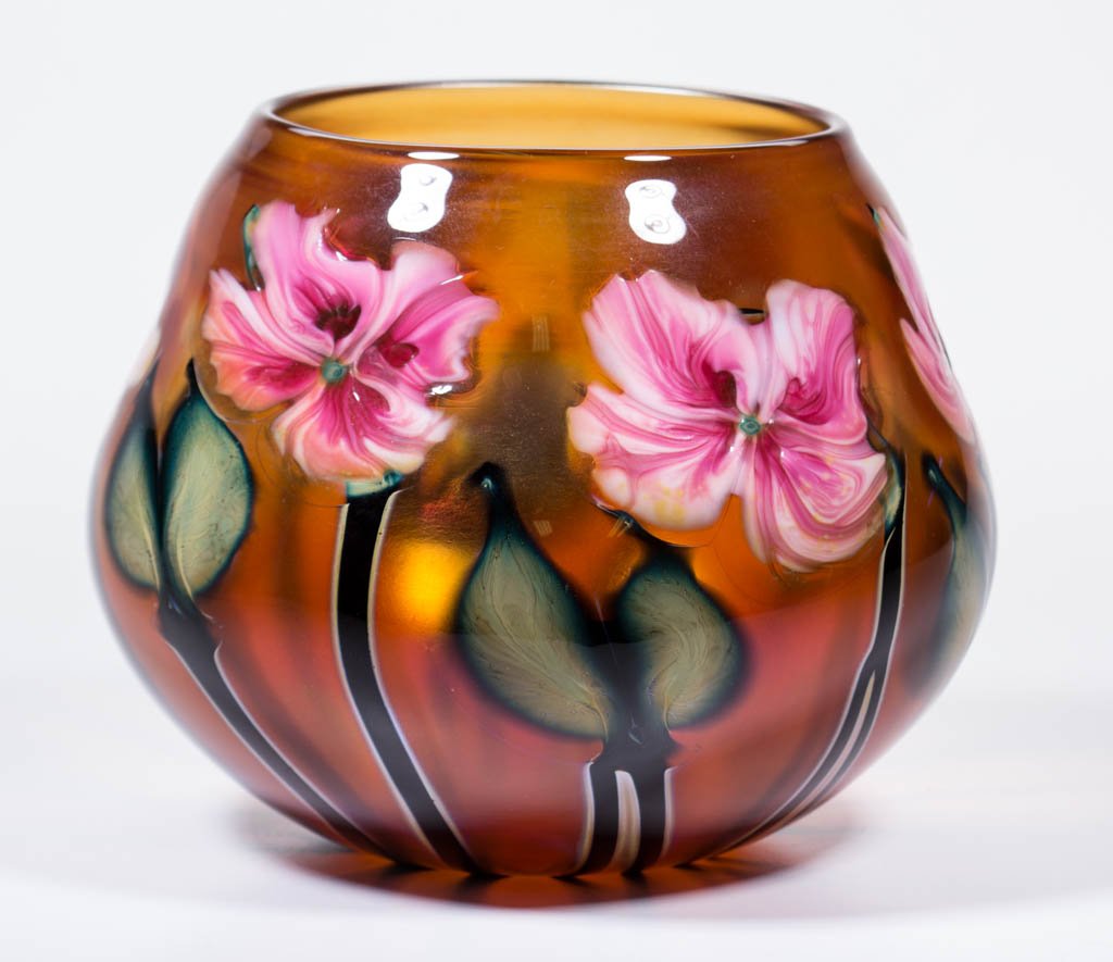 CHARLES LOTTON MULTI-FLORA STUDIO ART GLASS SUNSET VASE (1 of 1)