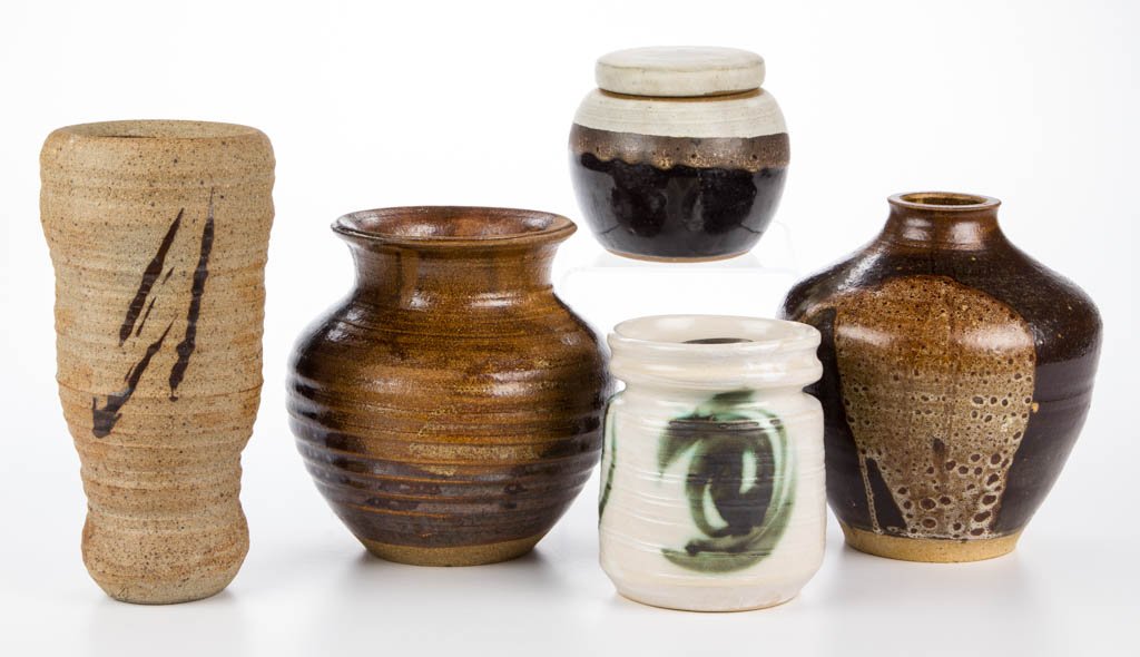 AMERICAN STUDIO POTTERY VASES AND JARS, LOT OF FIVE (1 of 1)