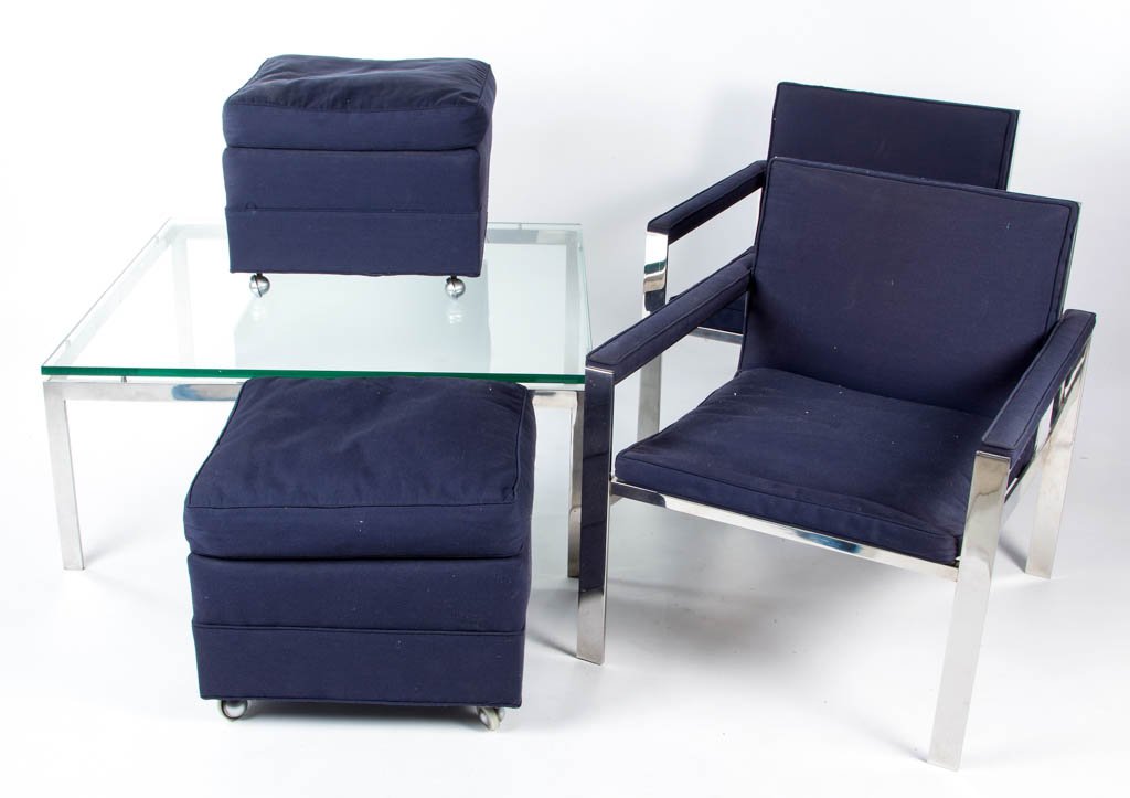 MID-CENTURY MODERN CHROME FURNITURE, LOT OF FIVE (1 of 6)