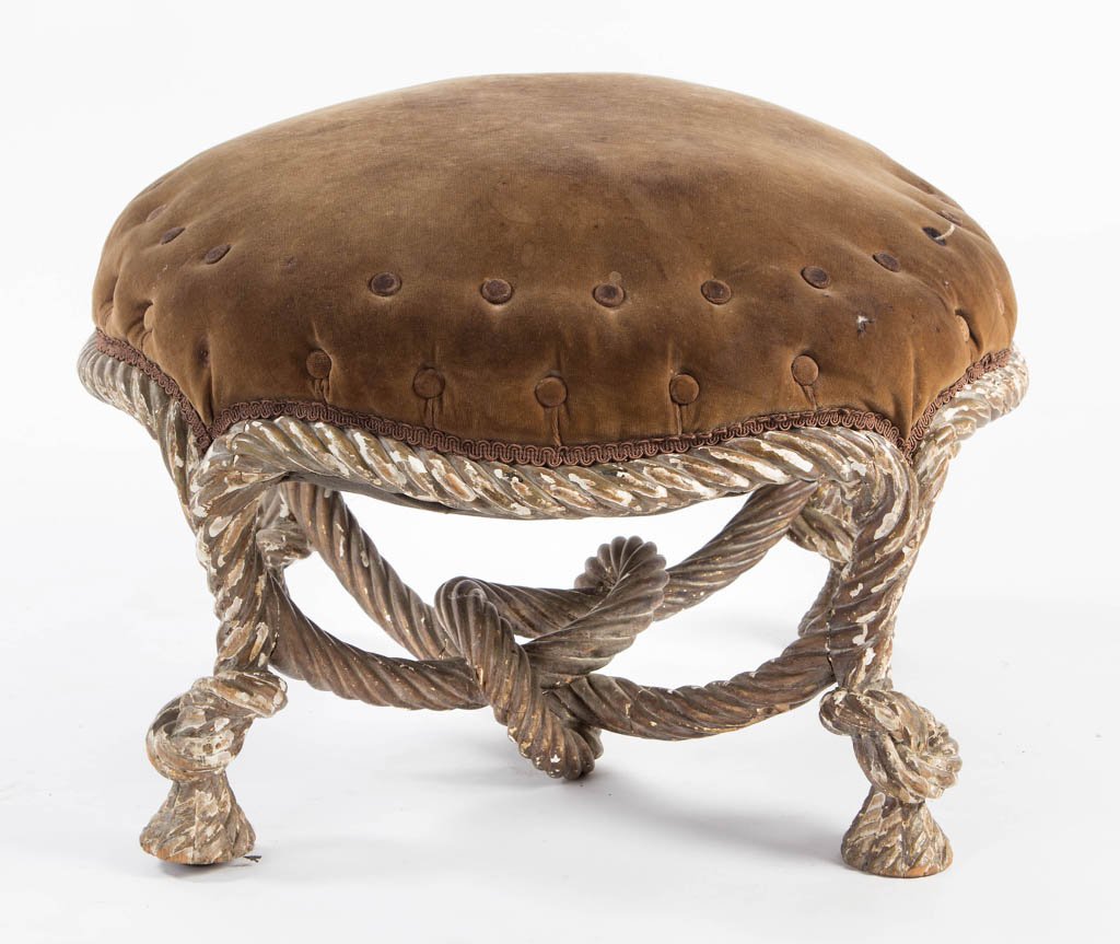 CONTINENTAL CARVED AND PAINTED FOOTSTOOL (1 of 3)