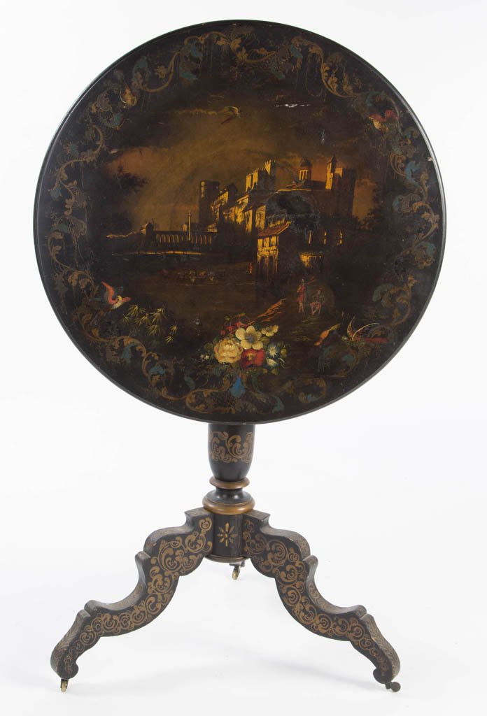 VICTORIAN PAINT-DECORATED TILT-TOP TEA TABLE (1 of 3)