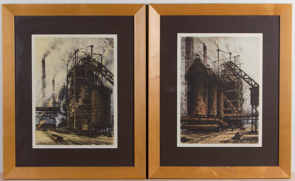 PAIR OF HANS KLEMKE (B. 1892) INDUSTRIAL SCENE PRINTS (1 of 3)