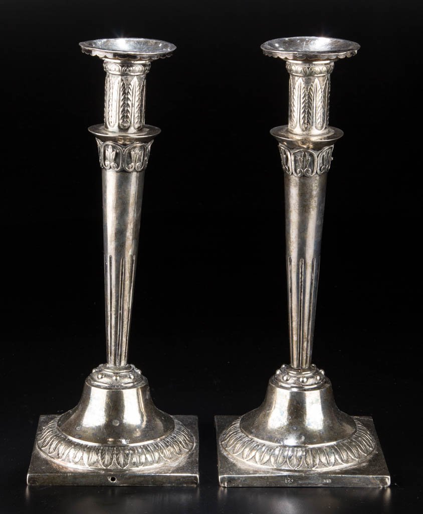 PAIR OF CONTINENTAL SILVER CANDLESTICKS (1 of 3)