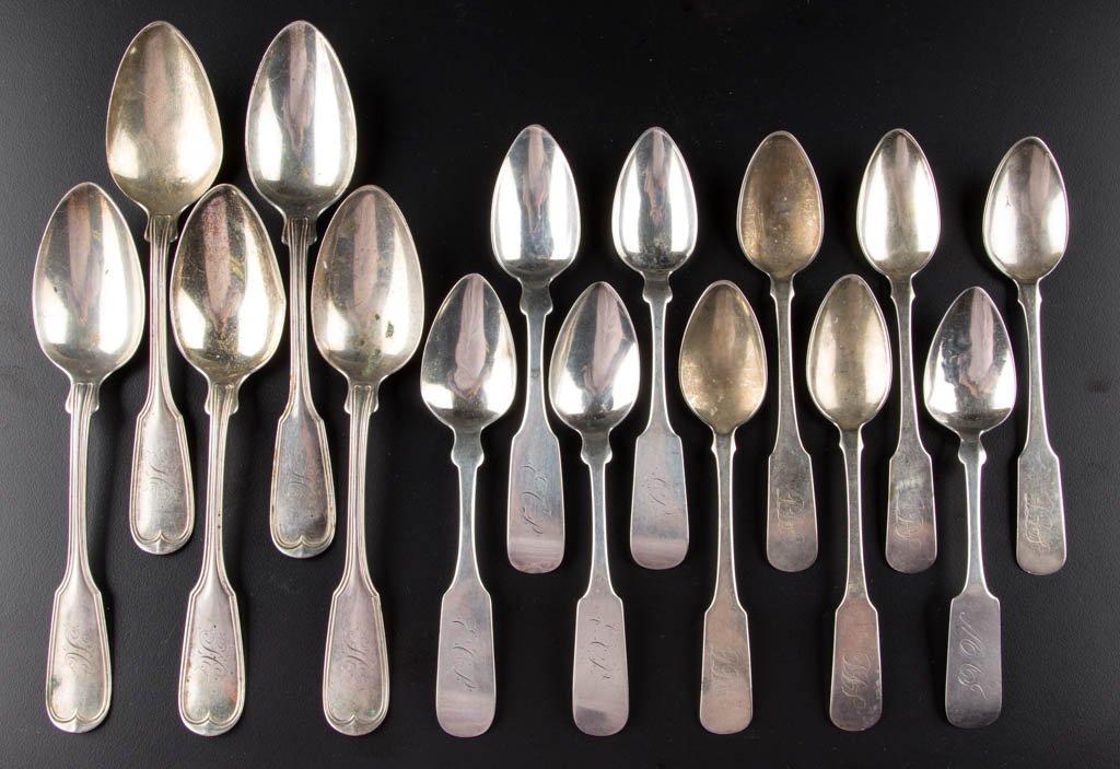 AMERICAN COIN SILVER SPOONS, LOT OF 15 (1 of 1)