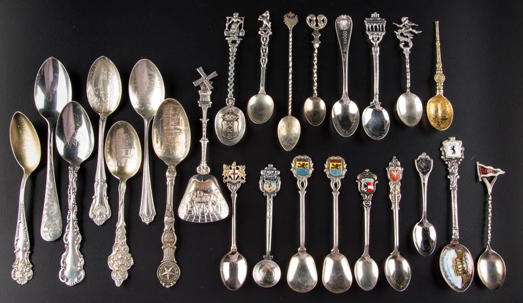ASSORTED SILVER AND OTHER SOUVENIR SPOONS, LOT OF 25 (1 of 1)