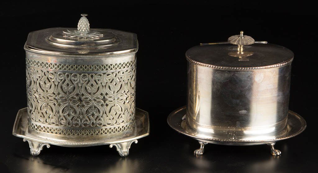 SILVER-PLATED TEA CADDIES, LOT OF TWO (1 of 1)