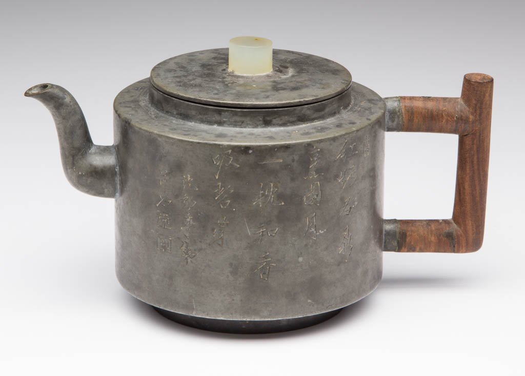 CHINESE YIXING PEWTER TEAPOT AND COVER