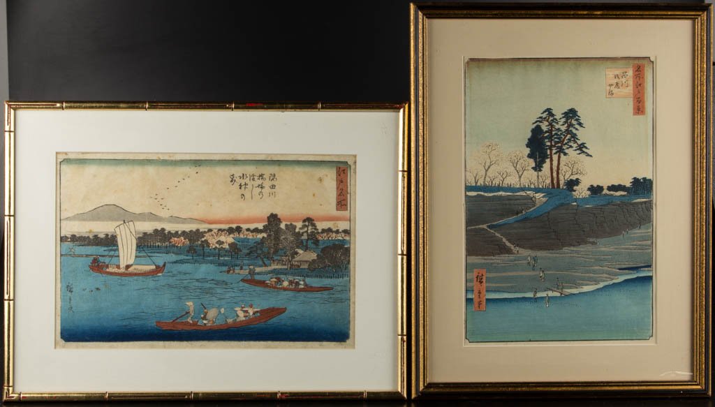 HIROSHIGE JAPANESE UKIYO-E WOODBLOCK PRINTS, LOT OF TWO (1 of 7)