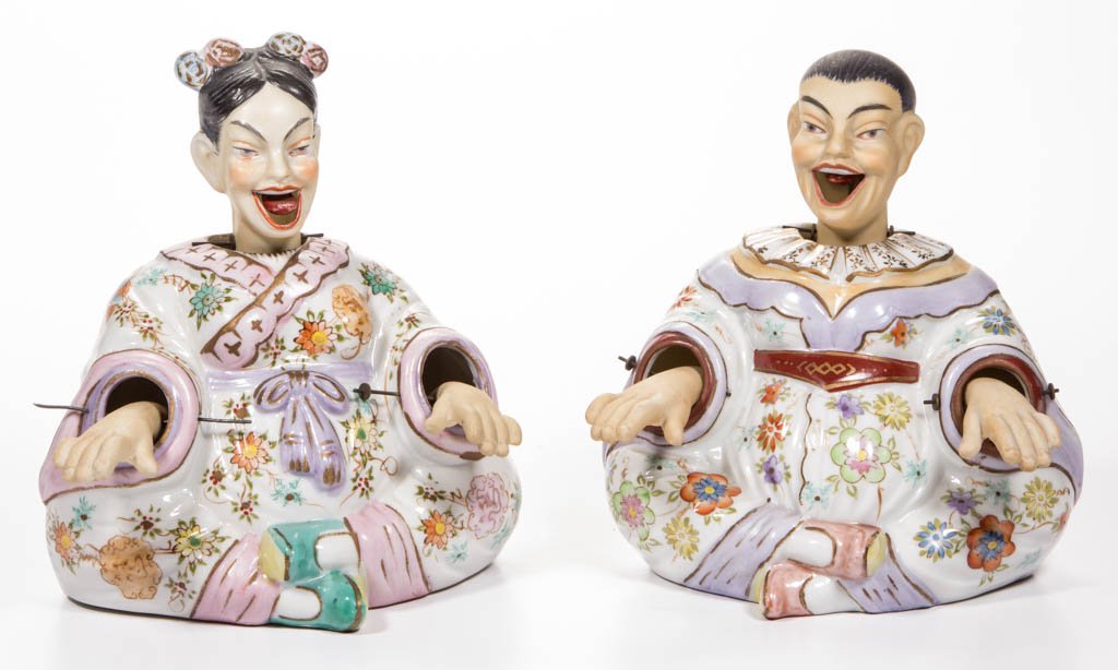 JAPANESE BISQUE AND GLAZED PORCELAIN PAIR OF NODDERS (1 of 1)