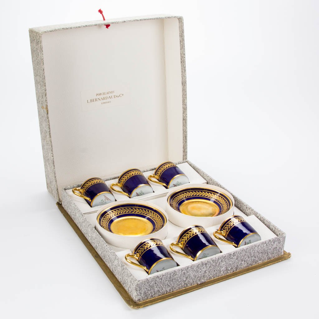 FRENCH LIMOGES PORCELAIN DEMITASSE CUP AND SAUCER SETS, (1 of 1)