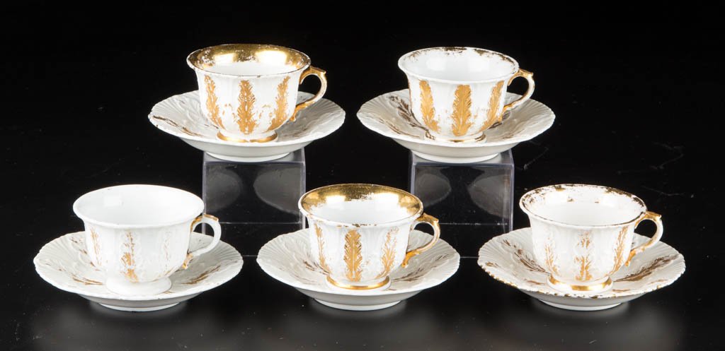 GERMAN MEISSEN PORCELAIN CUP AND SAUCER SETS, LOT OF (1 of 1)