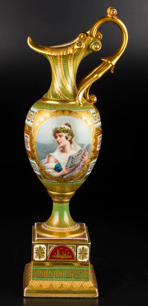 AUSTRIAN VIENNA PORCELAIN FINE CABINET VASE ON PLINTH (1 of 4)