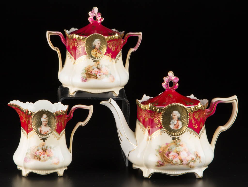 R. S. PRUSSIA PORCELAIN THREE-PIECE TEA SERVICE (1 of 1)