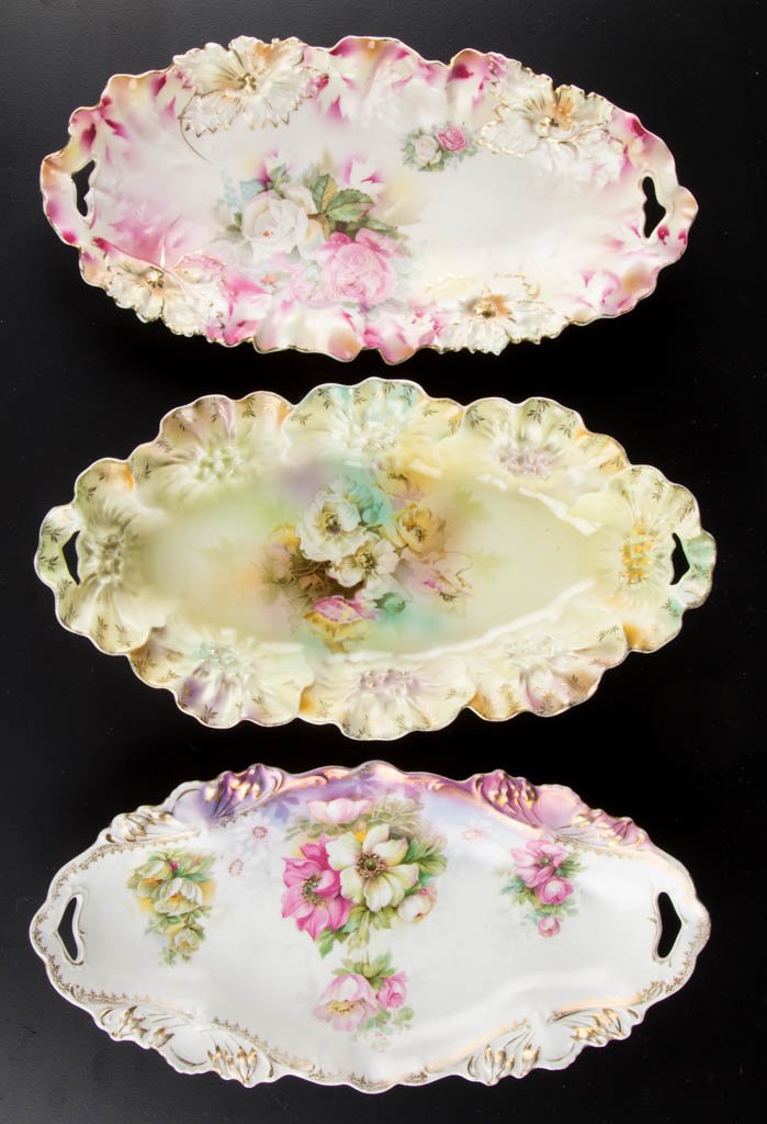 R. S. PRUSSIA PORCELAIN CELERY TRAYS, LOT OF THREE (1 of 1)