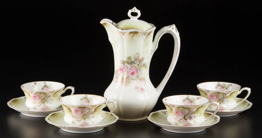 R. S. PRUSSIA PORCELAIN CHOCOLATE SET, LOT OF NINE (1 of 1)