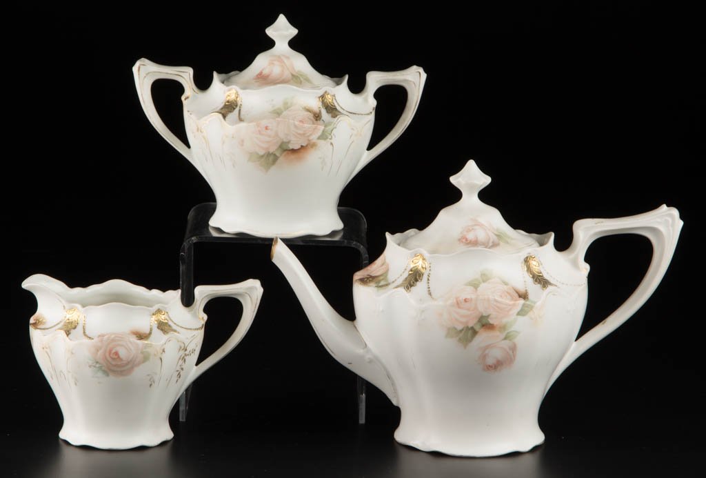 R. S. PRUSSIA PORCELAIN THREE-PIECE TEA SERVICE (1 of 1)