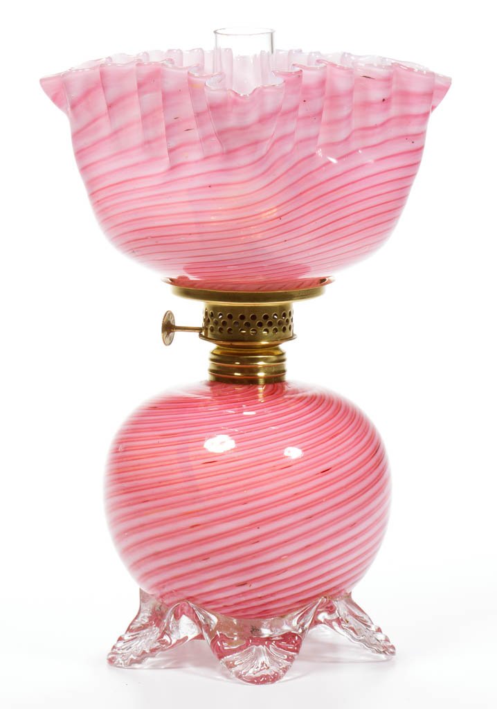 CANDY-STRIPE SWIRL CASED GLASS MINIATURE LAMP (1 of 1)