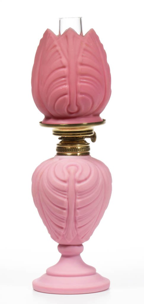 ACANTHUS LEAF EMBOSSED SATIN GLASS MINIATURE LAMP (1 of 1)