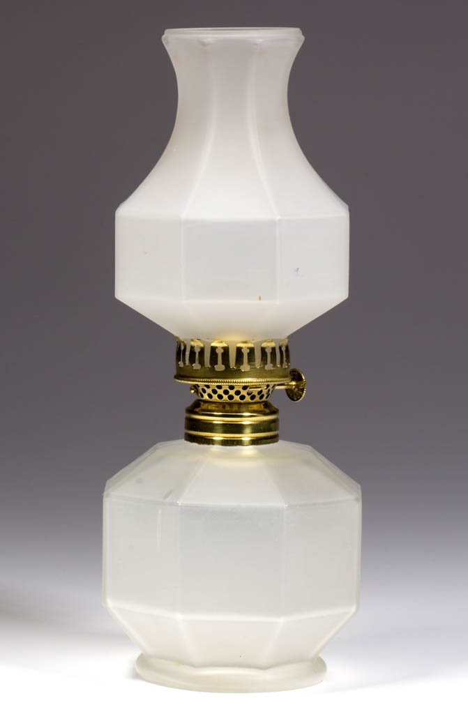 OCTAGONAL PANEL SATIN GLASS MINIATURE LAMP (1 of 1)