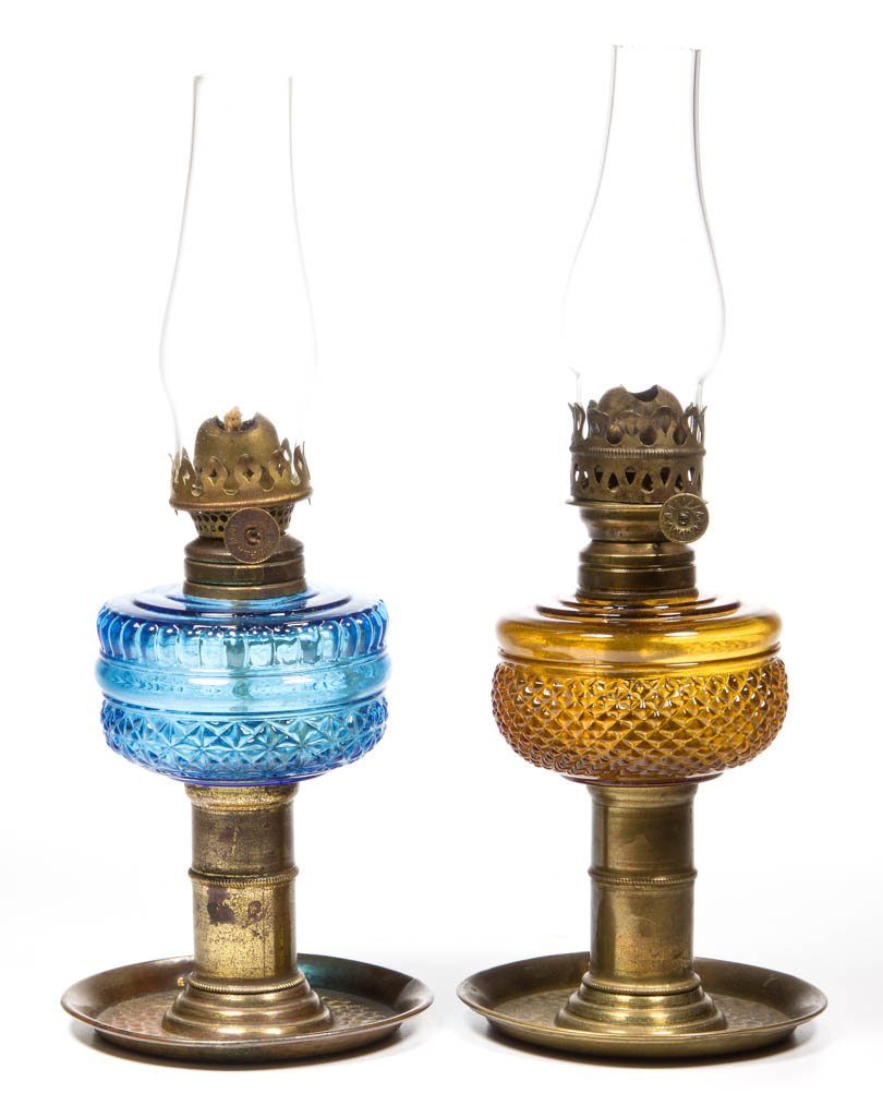 ASSORTED PATTERN MINIATURE STAND LAMPS, LOT OF TWO (1 of 1)