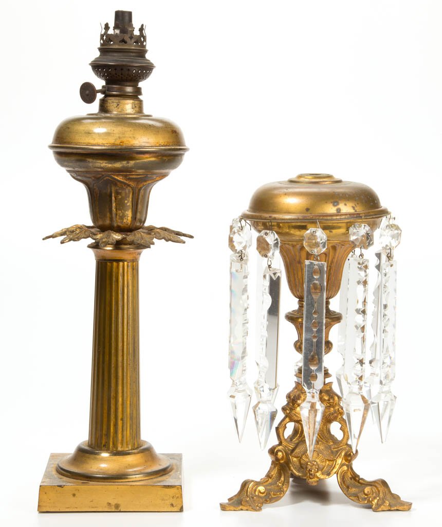 ASSORTED BRASS AND GILDED SOLAR STAND LAMPS, LOT OF TWO (1 of 6)
