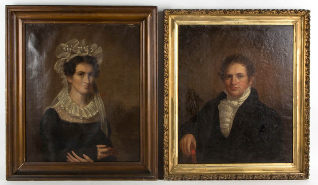 PAIR OF FRANCIS ALEXANDER (AMERICAN, 1800-1880): PAIR OF FRANCIS ALEXANDER (AMERICAN, 1800-1880) PORTRAITS, WILLIAM FISHER (MASSACHUSETTS, 1788-1878) AND LAURA WILLIAMS FISHER (MASSACHUSETTS/CONNECTICUT, 1792-1842), oil on canvas (each), each a bust