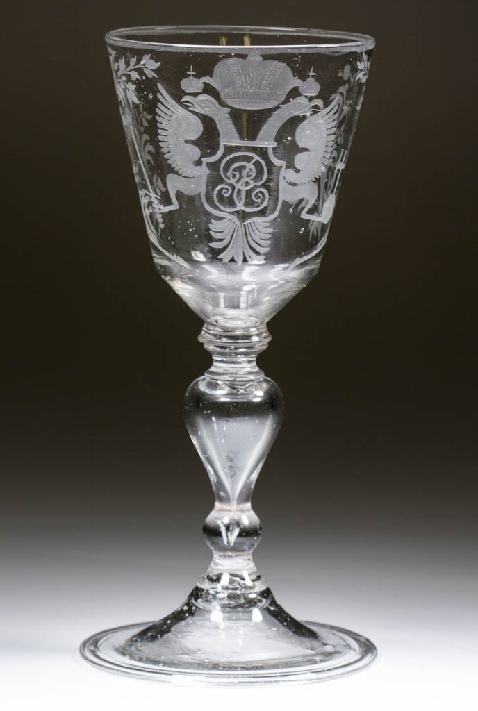 CONTINENTAL FREE-BLOWN AND ENGRAVED HEAVY BALUSTER (1 of 3)