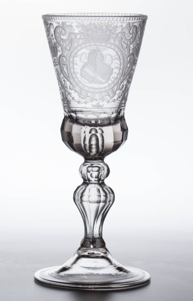 CONTINENTAL FREE-BLOWN, CUT, AND ENGRAVED FACET-STEM (1 of 5)