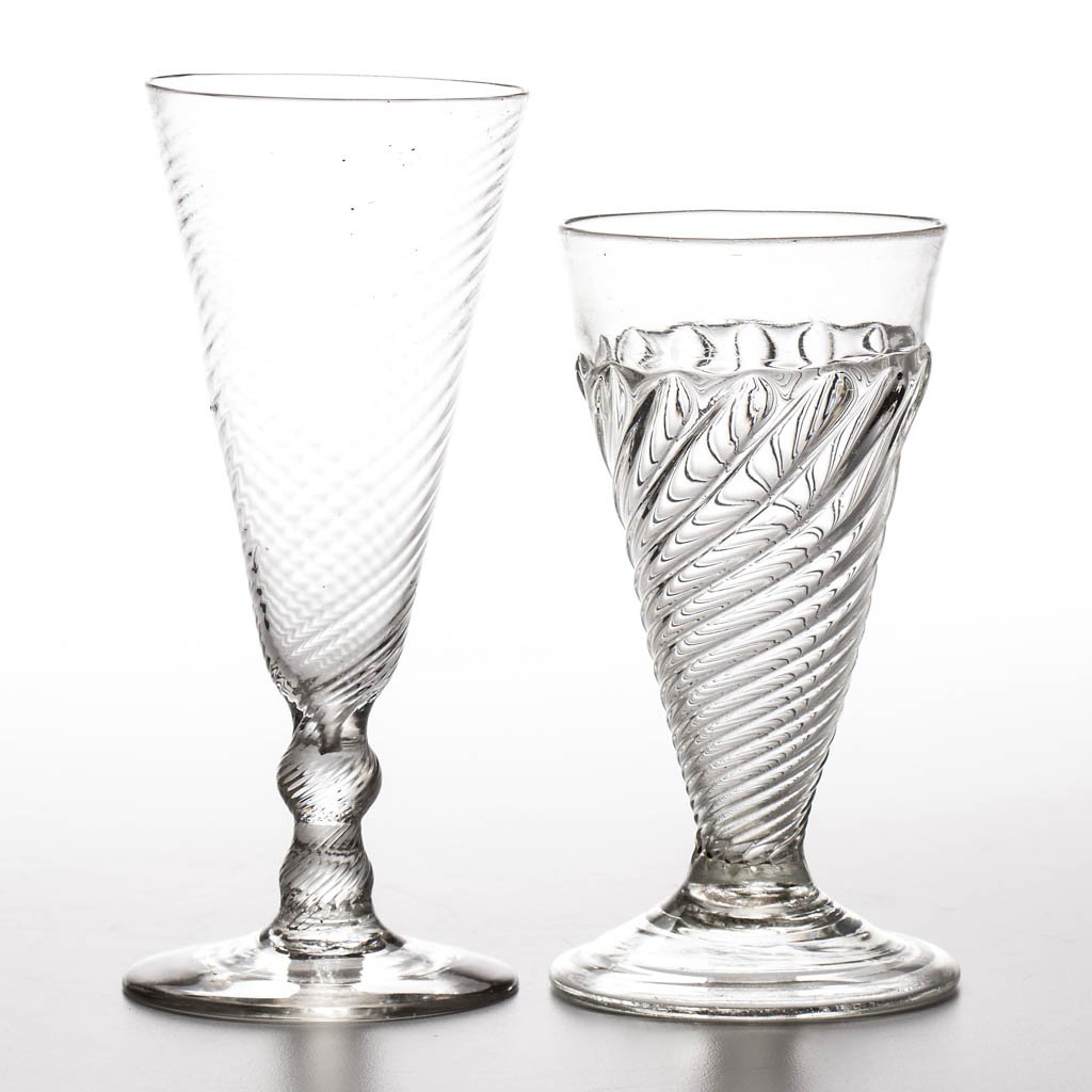 ENGLISH PATTERN-MOLDED WRYTHEN ALE GLASSES, LOT OF TWO (1 of 1)