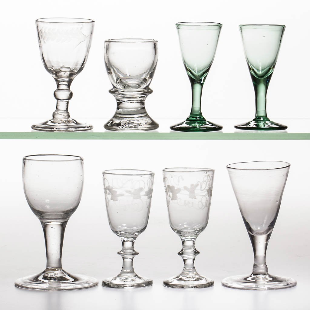 ASSORTED BLOWN DIMINUTIVE DRINKING VESSELS, LOT OF (1 of 1)