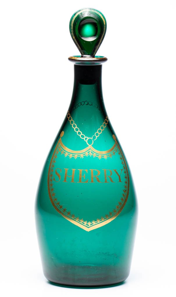 ENGLISH FREE-BLOWN COLORED GLASS QUART DECANTER (1 of 2)