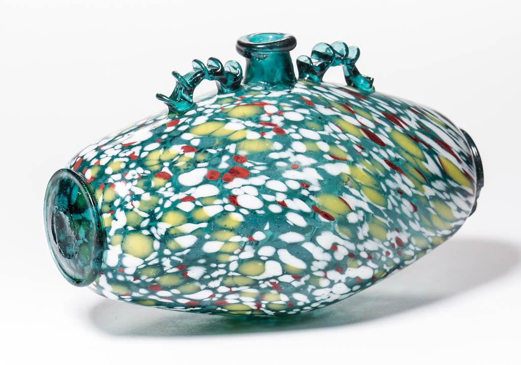 FRENCH SPANGLE-DECORATED BRANDY BOTTLE / FLASK (1 of 6)