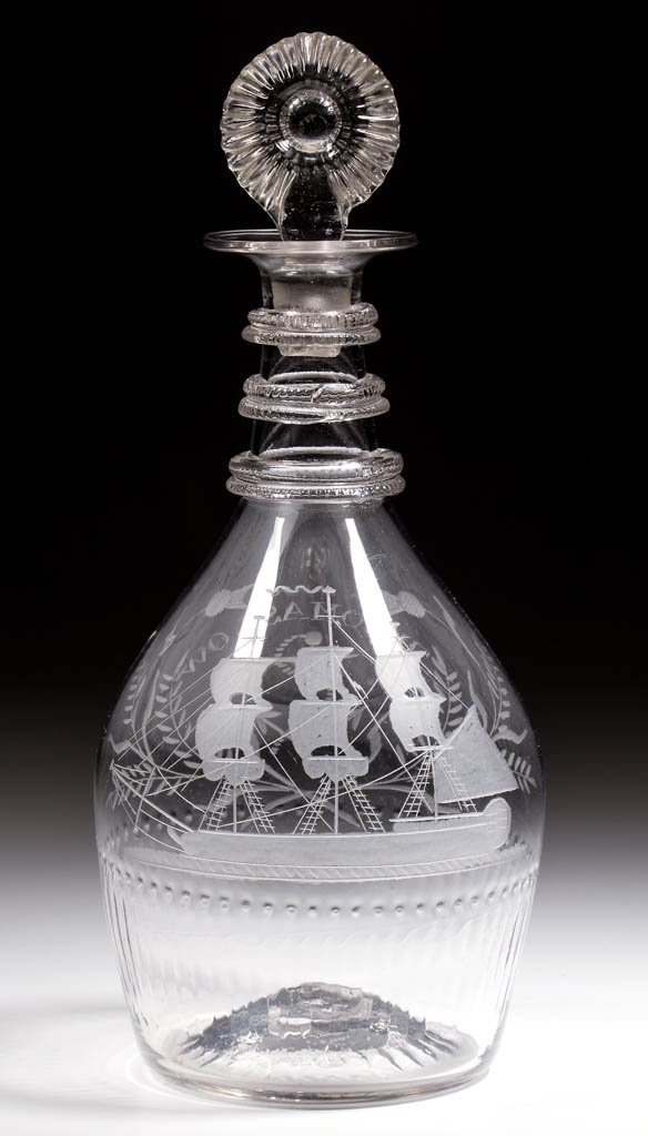 IRISH DIP-MOLDED AND ENGRAVED NAUTICAL QUART DECANTER (1 of 2)