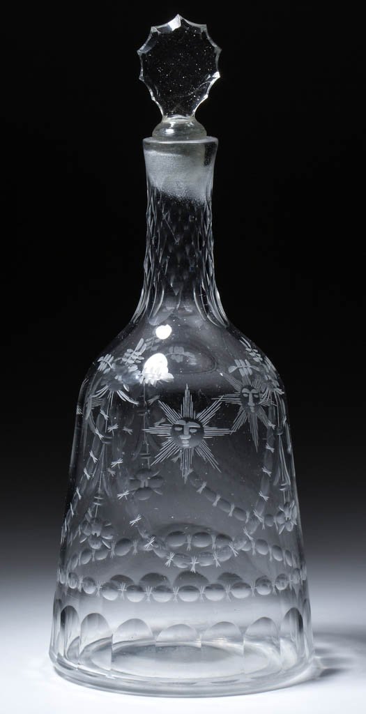 ENGLISH FREE-BLOWN, CUT, AND ENGRAVED QUART DECANTER (1 of 2)