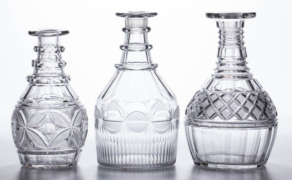 ANGLO-IRISH CUT GLASS PINT AND QUART DECANTERS, LOT OF (1 of 1)