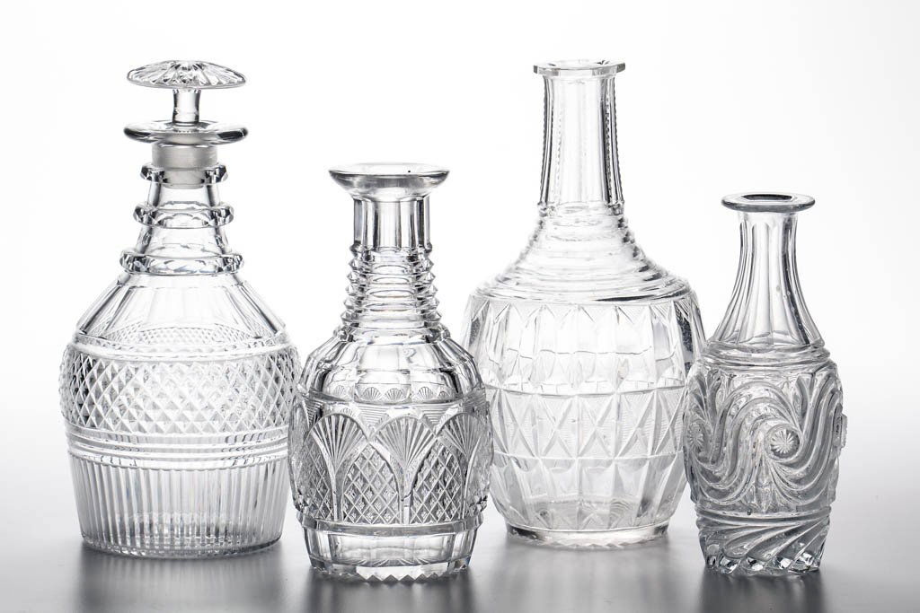 ASSORTED EUROPEAN CUT GLASS DECANTERS, LOT OF FOUR (1 of 1)