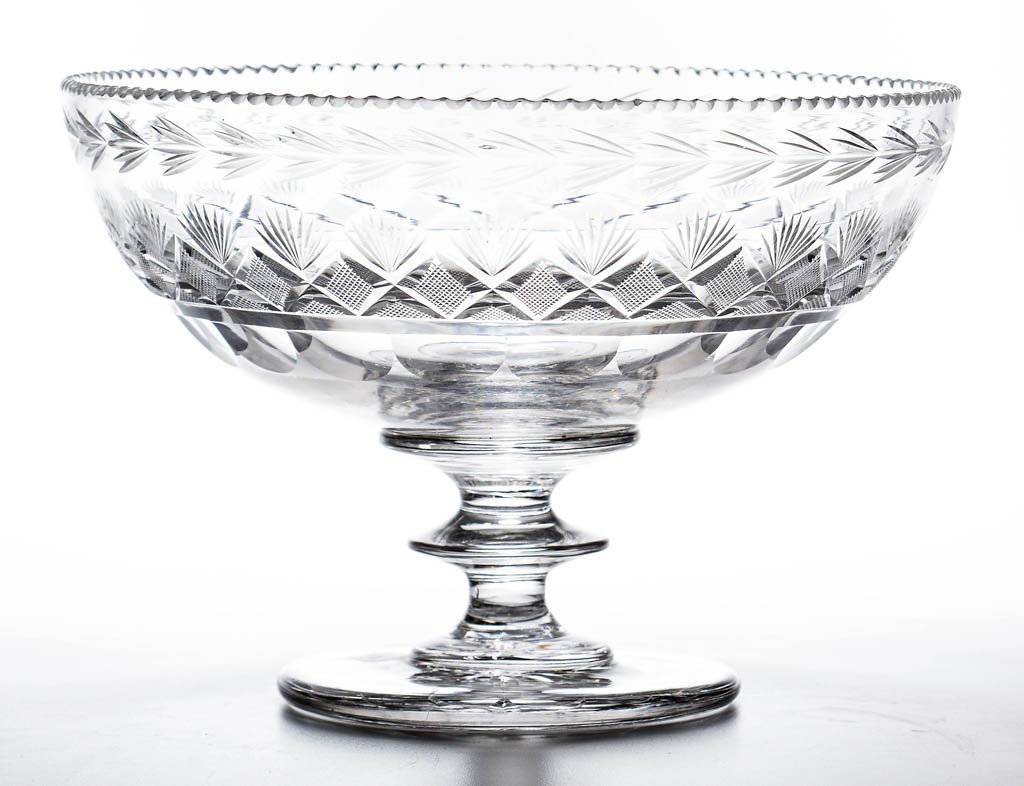 AMERICAN STRAWBERRY DIAMOND AND FAN CUT GLASS COMPOTE (1 of 1)