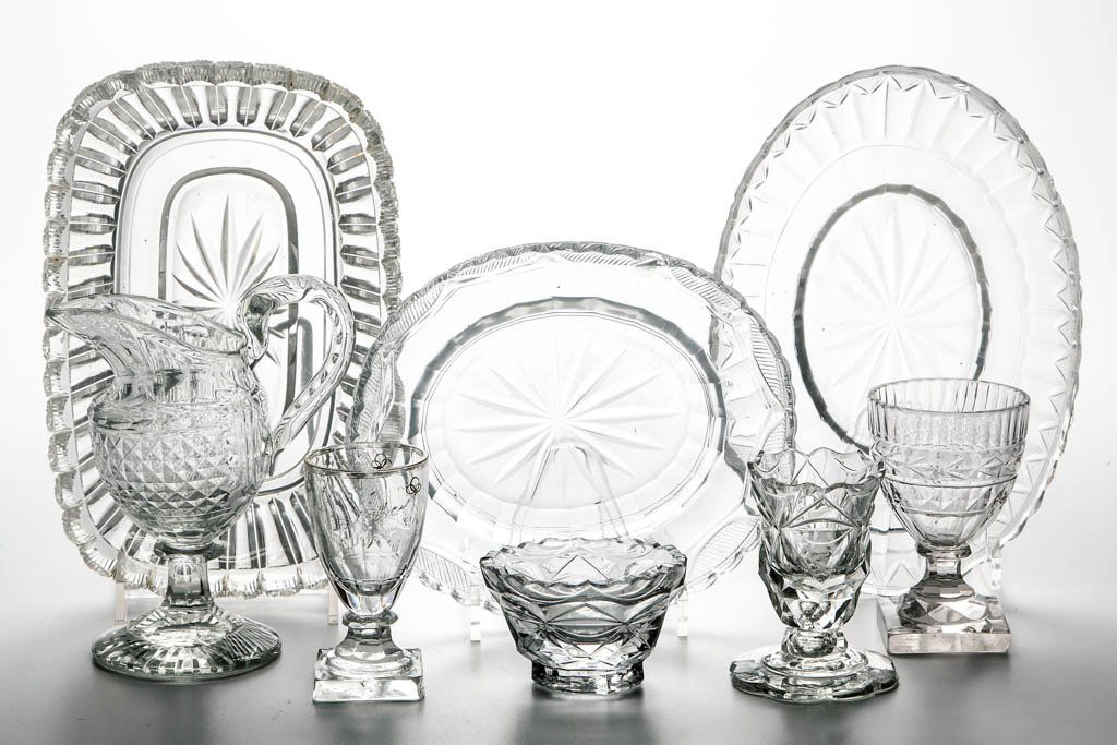 IRISH AND BOHEMIAN CUT GLASS ARTICLES, LOT OF EIGHT (1 of 1)