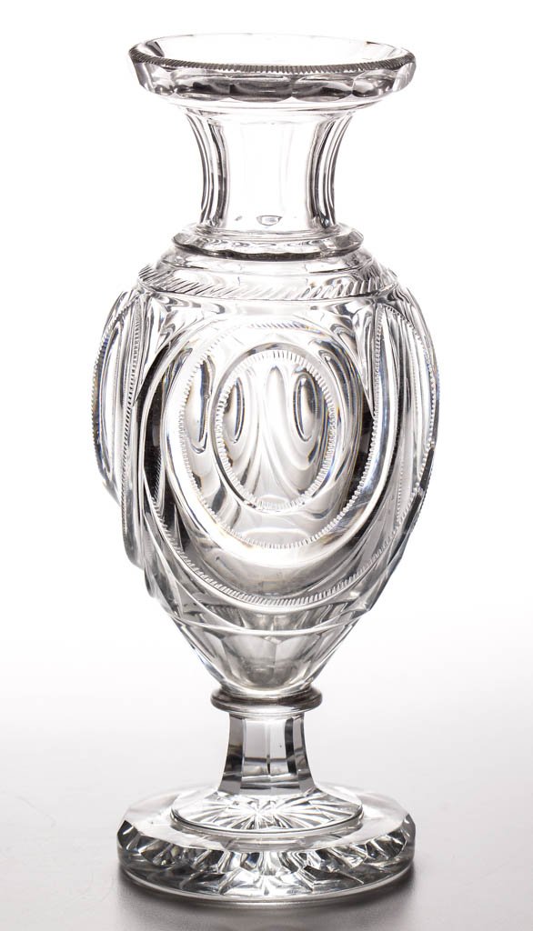 FRENCH RESTORATION CUT GLASS FOOTED VASE (1 of 1)