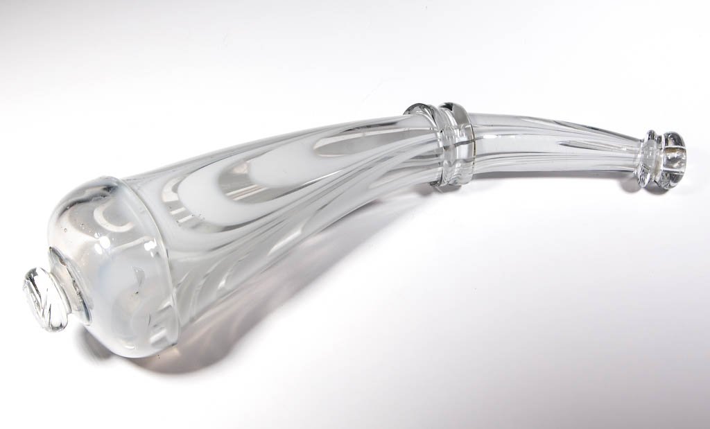 FREE-BLOWN MARBRIE-LOOP-DECORATED POWDER HORN WHIMSY (1 of 1)
