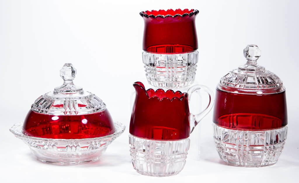 CO-OP BLOCK - RUBY-STAINED FOUR-PIECE TABLE SET (1 of 1)