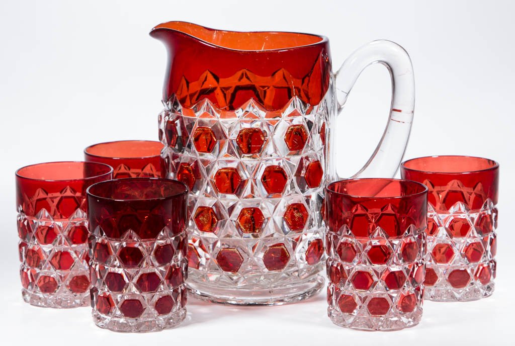 RED BLOCK SIX-PIECE WATER SET (1 of 1)