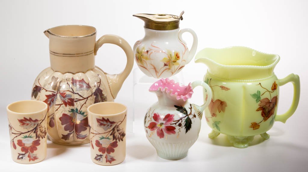 ASSORTED OPAQUE GLASS ARTICLES, LOT OF SIX (1 of 1)