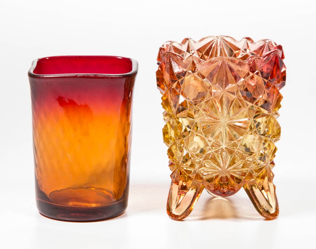 ASSORTED AMBERINA TOOTHPICK HOLDERS, LOT OF TWO (1 of 1)