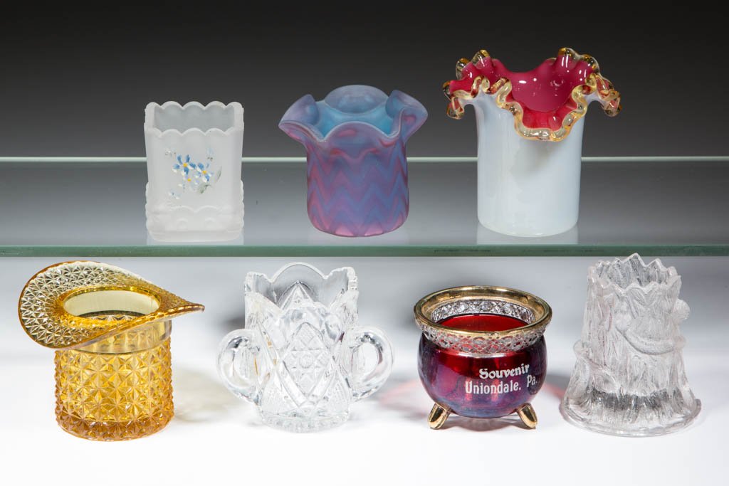 ASSORTED GLASS TOOTHPICK HOLDERS, LOT OF SEVEN (1 of 1)