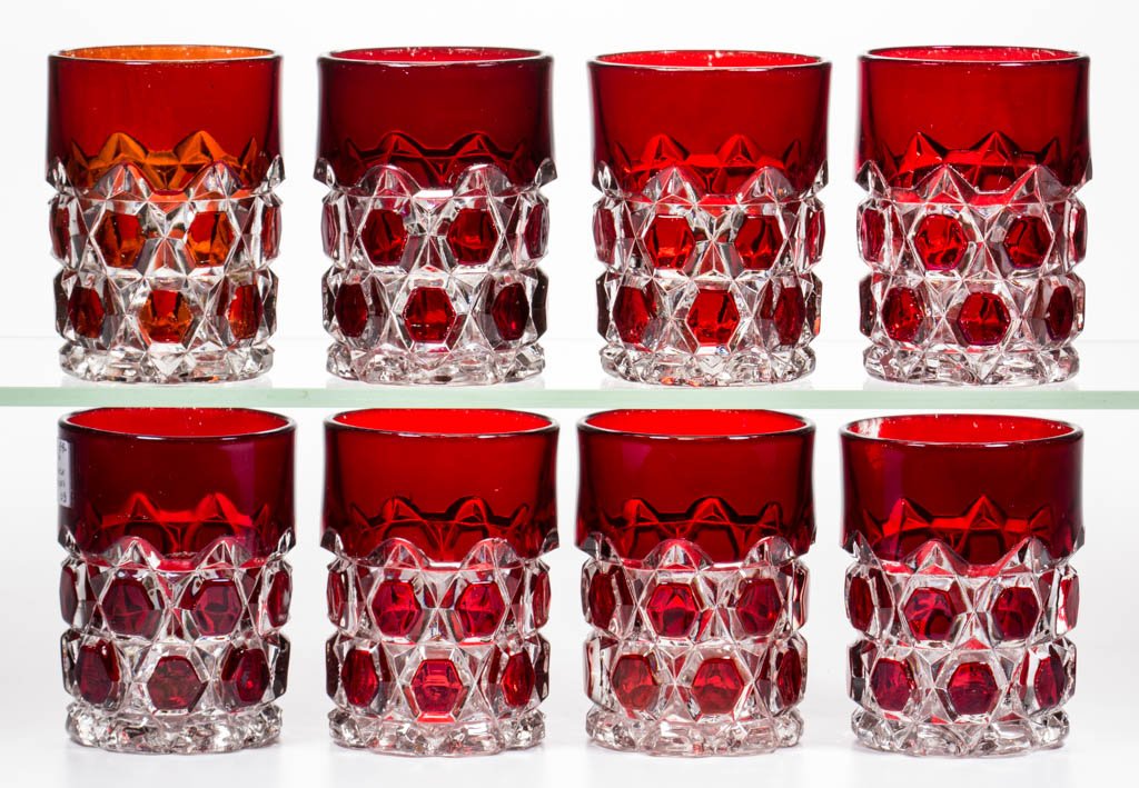 RED BLOCK TUMBLERS, LOT OF EIGHT (1 of 1)